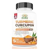 Lowest Price | Turmeric Curcumin with BioPerine Maximum Strength 1300mg - Joint Support, Pain Relief, Antioxidant & Anti-Aging Supplement. Non-GMO, Made in USA with 95% Curcuminoids. | Nuku Nutrition