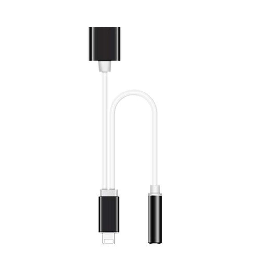 Audio Adapter Cable 2 in 1 for Lighting to 3.5mm Earphone Headphone Audio Jack for iPhone 7(Random Color)