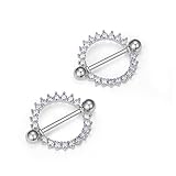 2pcs Circle of Life Nipplerings Clear Gems Shields 14G Vcmart