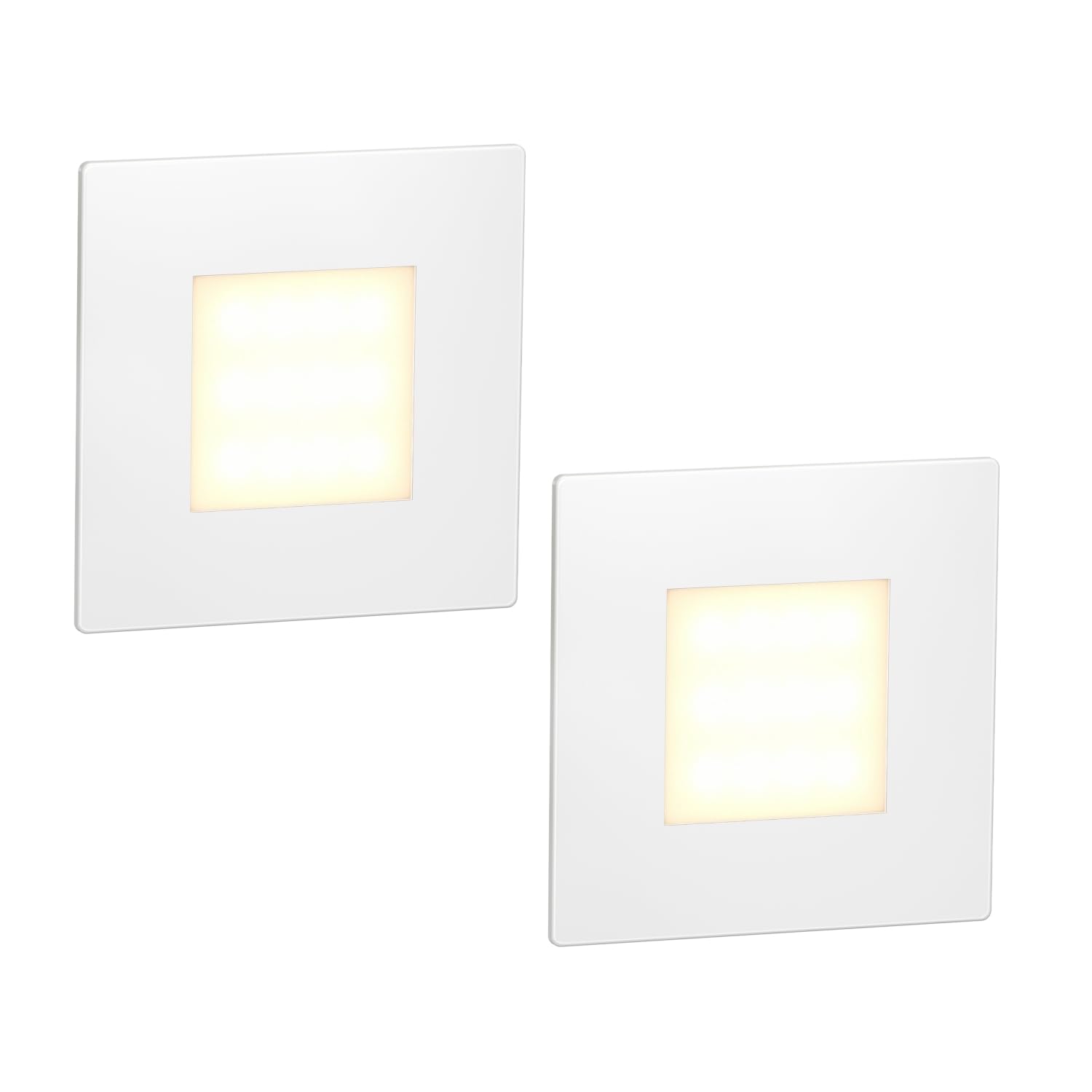 ledscom.de 2 LED Staircase Light/recessed wall Light FEX for Indoors and Outdoors, Angular, 85 x 85mm, Warm White