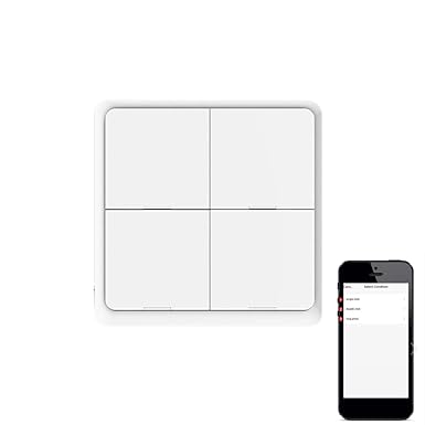 Tuya ZigBee Smart Switch 4 Gang Wireless 12 Szene Wand Lichtschalter Panel Kompatibel mit Alexa und Google Home Stick berall No Neutral erforderlich Hub Erforderlich