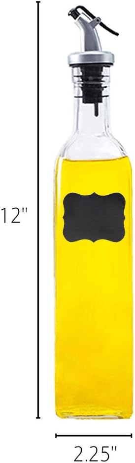 Tebery 4 Pack Oil and Vinegar Cruet Glass Bottles with Dispensers 17oz Oil and Vinegar Dispenser Set: Kitchen & Dining