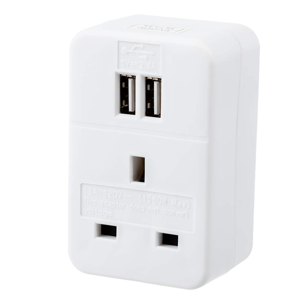Invero UK to USA InterContinental Travel Adaptor 1 Way with 2x USB Charging Ports Ideal for Smartphones, Tablets, Cameras and more