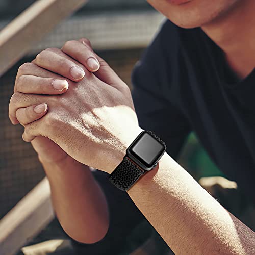 Lerobo Elastic Band Compatible with Apple Watch Band 44mm 45mm 42mm 49mm 46mm Men Nylon Solo Loop Sport Strap for iWatch Ultra 3 2 1 SE SE2 SE3 Band iWatch Series 11 10 9 8 7 6 5 4 3 2 1 Women, Black