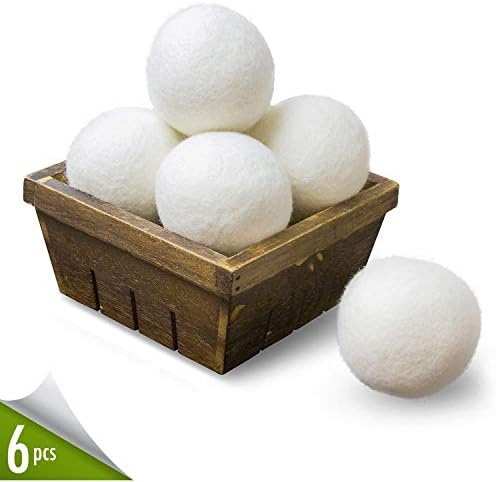 Organic Wool Dryer Balls 6-pack XL, 100% Premium Reusable Natural Fabric Softener, Chemicalfree and Reduces Wrinkles Drying Balls, Hypoallergenic Baby Safe and Unscented