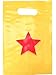 L LIFETIME Party Favor Plastic Goodie Bags with Handles- Theme Birthday Supplies Gift Bag for Kids and Adults - Red Star (24 Pack)