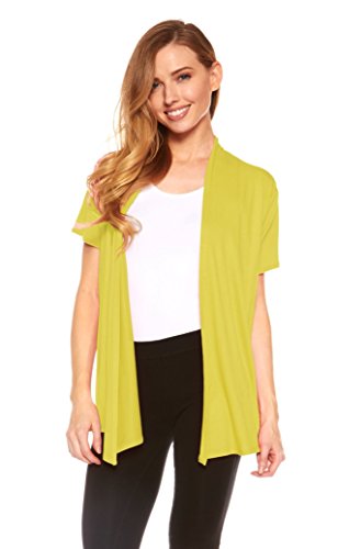 Womens Basic Short Sleeve Draped Open Front Cardigan In Solid