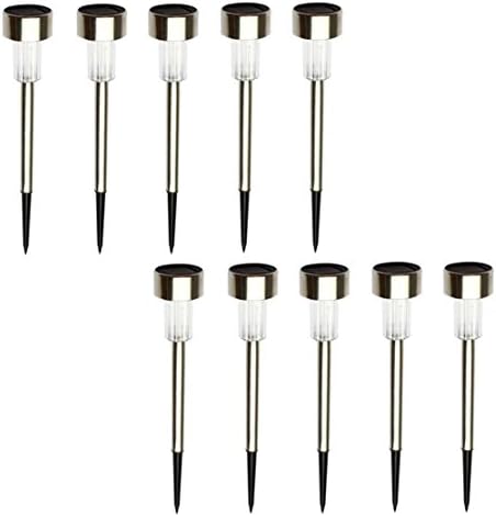 HYSUNG 10-Pack LED Solar Lights Stainless Steel Waterproof Outdoor Lawn Landscape Light for Garden Landscape Pathway Colorful light (Silver)