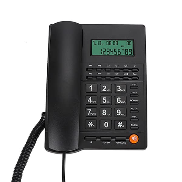 Landline Phones, L019-3 Multifunction English Trade Backlight Call Desk Display Caller ID Telephone, for Office, Home, Hotel, Restaurant, Black