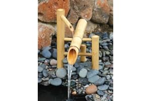 Bamboo Accents Traditional Japanese Rocking Water Fountain, Outdoor Water Fountain, 12” Shishi Odoshi Design, Smooth Split-Resistant Bamboo Creates a Captivating Outdoor Accent