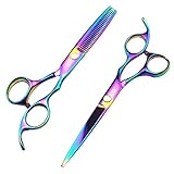 Passion Stainless Steel Professional Hair Cutting Scissors Precision 2-piece Barber Shears Thinning Set 6.0inch
