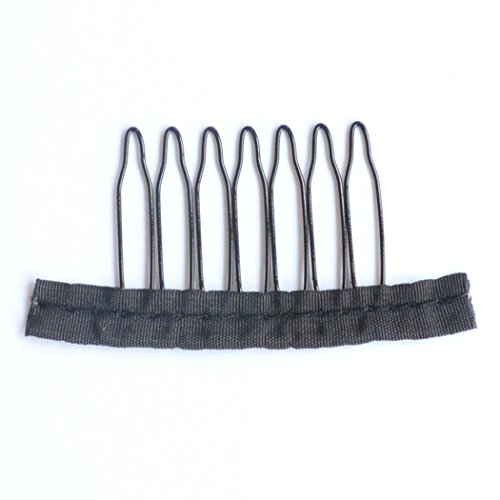 Luwigs 36 pcs Wire Wig Combs For Wig Caps Black Color Anti-Rust Wig Clips Accessories Tools (Black, Wig Comb)
