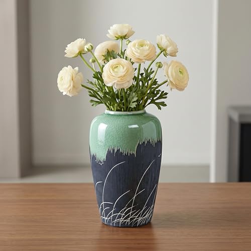 Wancetang 8 Inch Green Ceramic Vase