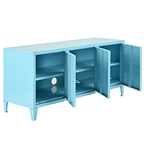 HouseinBox Office File Storage Metal Cabinet 3 Door Cupboard Locker Organizer Console Stand 3-in-1,Black (Blue)