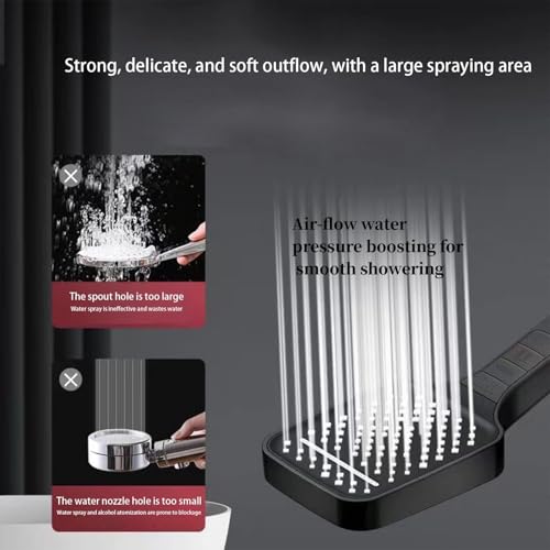 Orchid M® Shower Head,7 Spray Modes Magic Button Control with Oversized 10" Rainfall Showerhead 60 Inch Hose & Adjustable Pressurized Water Outlet ABS Anti-Rust for Bathroom/Hotel(Black)