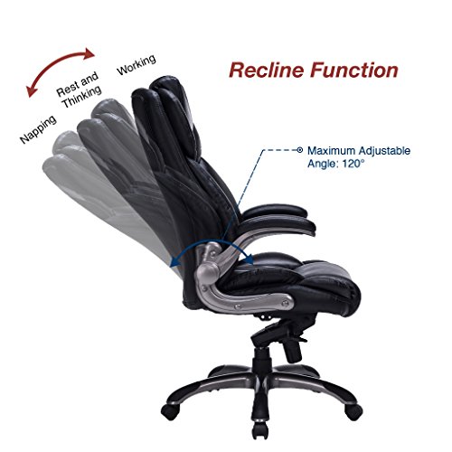 VIVA OFFICE Bonded Leather Executive Chair High Back with Flip-Up Arms - Thumbnail 2