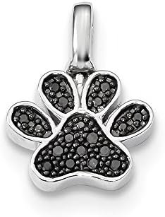 Sterling Silver Rhod 0.15ct. Blk & White Dia. Reversible Pawprint Pendant