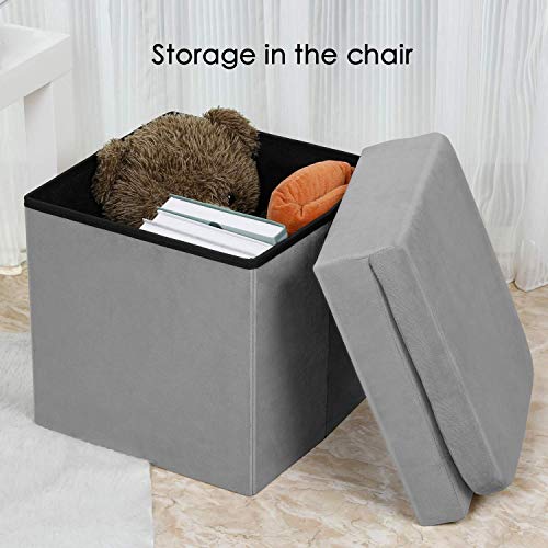B FSOBEIIALEO Storage Ottoman with Seat Back, Velvet Ottoman Storage