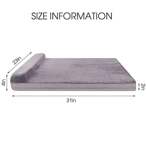 JoicyCo Large Dog Bed Crate Mat Dog Beds for Large Dogs Headrest Pillow