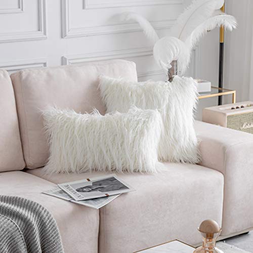 white fluffy pillow cases