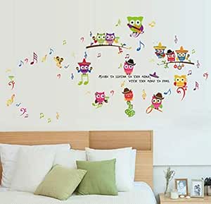 Luzhenyi Búho Tocando Música De Dibujos Animados Niños Pegatinas De