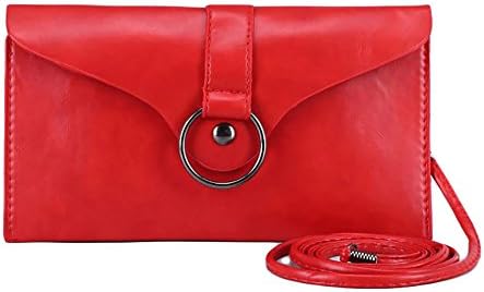 Cute Vintage Ladies Woman Shoulder Bag Red Vegan Faux Leather Bag with Magnetic lock Purse Handbag Adjustable Straps Clutch (Red)