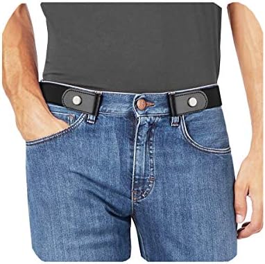 Adjustable Elastic No-Buckle Belt for Jeans Pants, Leather & Elastic Material WERFORU No Buckle Elastic Belt for Men Stretch Buckle Free  main image 4