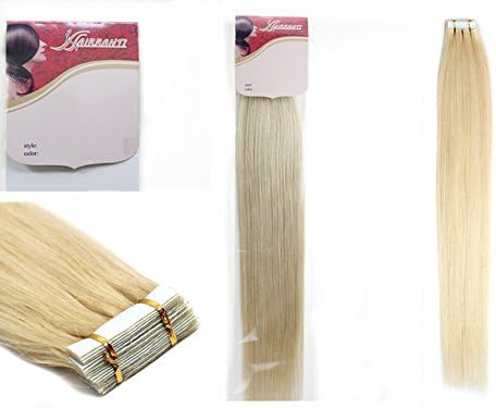 16''18''20''22'' 24'' Tape - In Real Human Hair Extensions Straight 17 Colors 20pcs Beauty Hair Style (24inch 70g/20pcs, 60 platinum blonde)