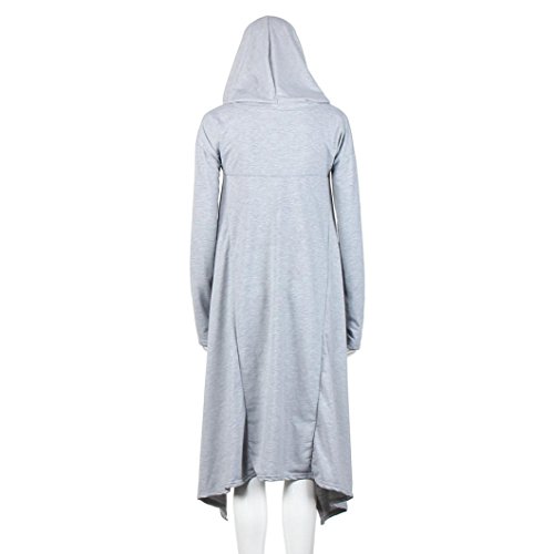Han Shi Asymmetric Blouse, Elastic Scarf Collar Loose Hoodies Long Tunic Dress for Women (XL, Gray)