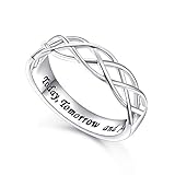 Flyow Wedding Ring Sterling Silver Engraved Today Tomorrow and Always Celtic Lover Engagement Ring, Size 6-8