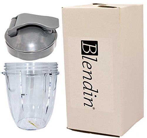 Blendin 18oz Short Cup and Flip Top To-Go Lid, Fits Nutribullet 600W and 900W Blenders