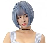 Wehous Short Light Blue Women Girl Bob Wigs Heat Cosplay Party Costume Hair Wig