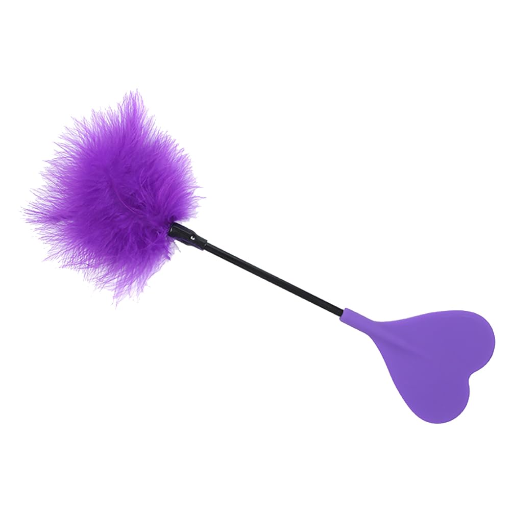 JIHUOO Horse Riding Crop Whip Feather Cleaning Duster Feather Teaser Wand Slapper Paddle Equestrian Crops Couples Games for Adults Purple