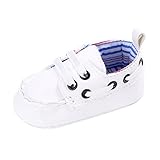 Voberry Newborn Baby Boy Girl Leather Crib Shoes Toddler Soft Sole Sneakers (0~6 Month, White)