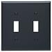 Leviton 2-Gang Toggle Device Switch Wallplate, Standard Size, Thermoplastic Nylon, Device Mount, 80709-E, Black