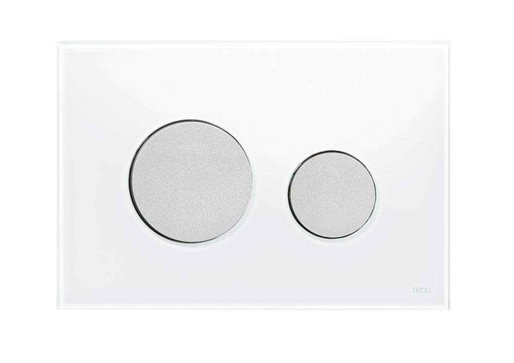 Tece Loop Toilet Actuator Plate with Dual Flush Technology, Glass White/Matt Chrome, Pack of 1 9.240.659