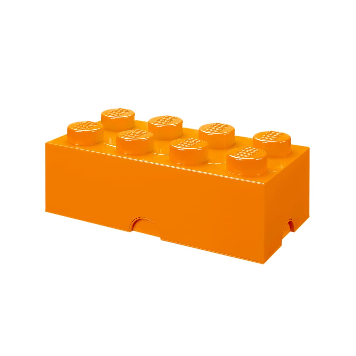 LEGO Storage Brick 8 Knobs ORANGE - Stackable Plastic Storage Box with Lid for Kids and Adults, Ideal Desk Organizer and Toy Box - 12.1L Capacity