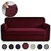 Rose Home Fashion Jacquard Stretch 2 Separate Pieces Sofa Cover, Sofa Slipcover with Separate Cushion Cover Couch-Polyester Spandex Sofa Slipcover&Couch Cover for Dogs(Sofa: Burgundy)