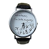 Lookatool® Hot Women Leather Watch Whatever I am Late Anyway Letter Watches New (Black)