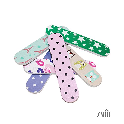 ZMOI 6 Pieces Colorful Girly Mini Emery Nail Files + 6 Pairs Heart Design Toe Separators Manicure/ Pedicure Kit