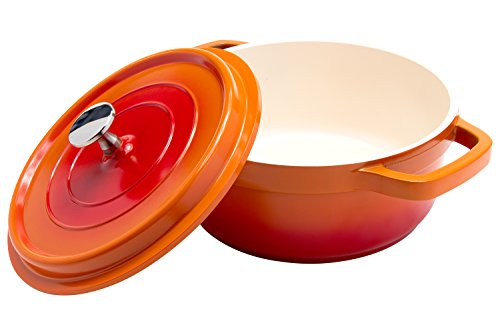 Hercules PA9000-20L Round Casserole Dutch Oven 3 quarts Cast Aluminum Nonstick Ceramic Interior - Induction Stove Plate - Oven Safe