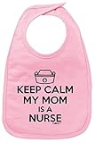 Baby Shower Gift Keep Calm My Mom is a Nurse Baby Bib Pink
