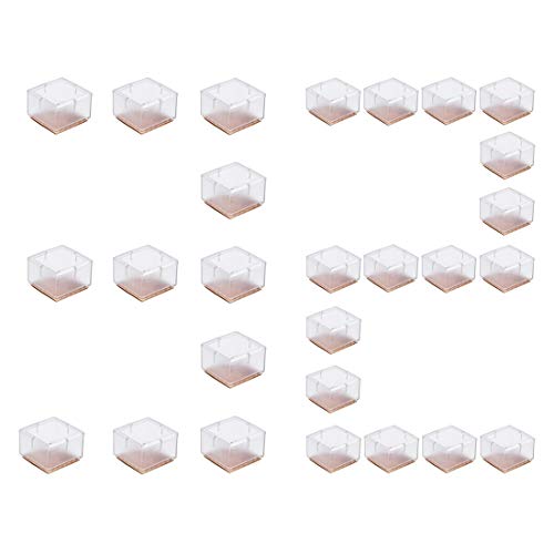 LZYMSZ 32 Pack Chair Leg Wood Floor Protectors,Silicone Floor Protector Table Feet Covers,Square Chair Leg Caps with Felt Pads,Chair Feet Glides Furniture Carpet Saver