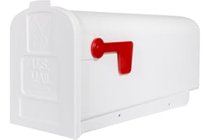 Architectural Mailboxes Parsons Plastic Post Mount Mailbox, Compatibility Code A, PL10W0AM, White, Medium Capacity, 1 Count (