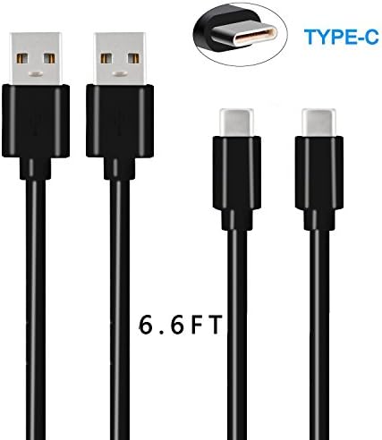 Samsung Note 8 Galaxy S8 Plus USB Type C Charger Cable，PowerLine USB Type C to USB 2.0 Cable (2PACK-6.6FT)for Lumia 950 950XL LG G5 G6 V20 V30 Nexus 5X 6P Moto Z Z2(Black)