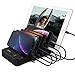 Witeem Quick Charge and Smart 6-Port USB Charging Station with USB Type C Port, Universal Charging Desktop Docks Organizer for Smartphones, Tablets, Black