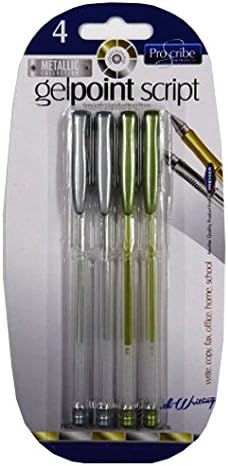 Proscribe Gel Point Script Metallic Pens, Pack of 4, Gold and Silver