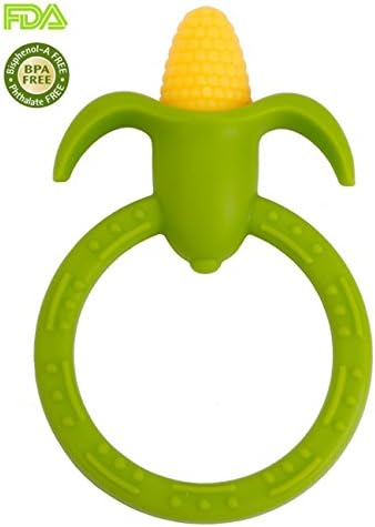 Soft Silicone Corn Baby Teether for Baby Teething Relief Sensory Training Grip Training, FDA Approved, BPA Free (Green)