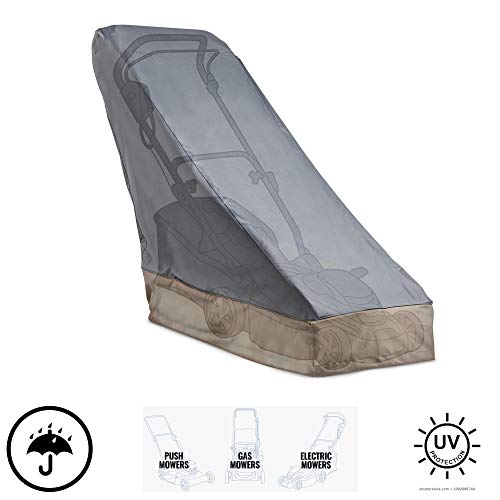 VonHaus Premium Lawn Mower Cover 43" - Heavy Duty 600D Polyester Oxford Push Mower Protection - Waterproof, UV Protection, Universal Fit with Drawstrings for Gas or Electric Walk Behind Lawn Mowers