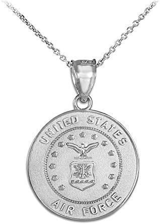 US Air Force Sterling Silver Coin Pendant Necklace